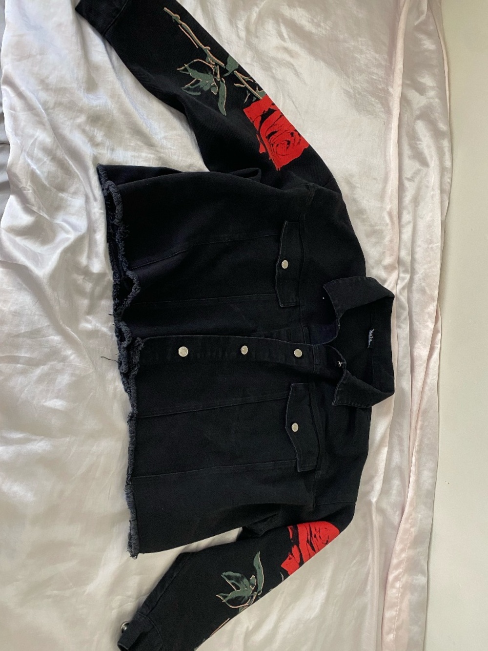 La Vie En Rose Boxy Cropped Denim Jacket (2X/3X)